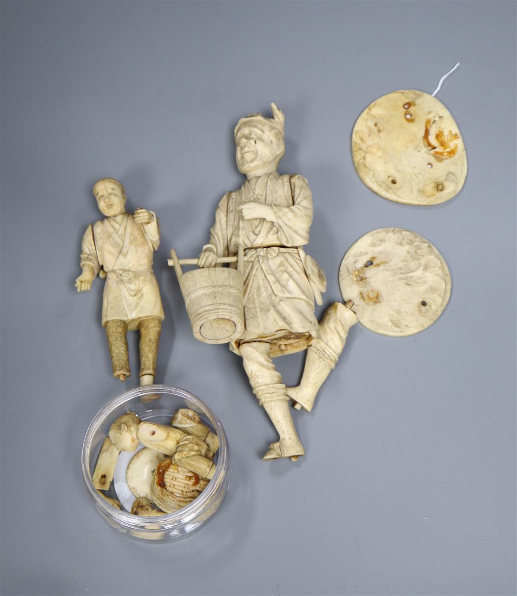 Three Japanese sectional ivory figures (a.f.), early 20th century